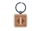 Monogram Swirls Capital Letter I Engraved Wood Square Keychain Tag Charm